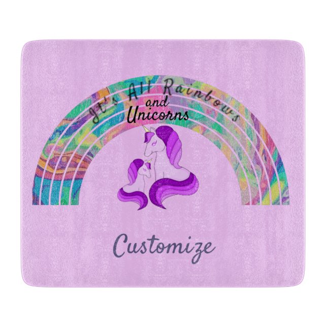 Planche À Découper Rainbows psychédélique et Unicorns Thunder_Cove (Devant)