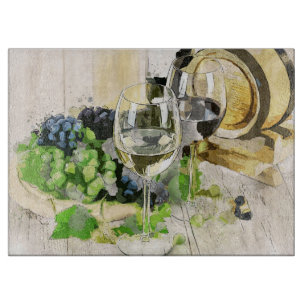 Planche À Découper Raisins mignons et vin nature florale