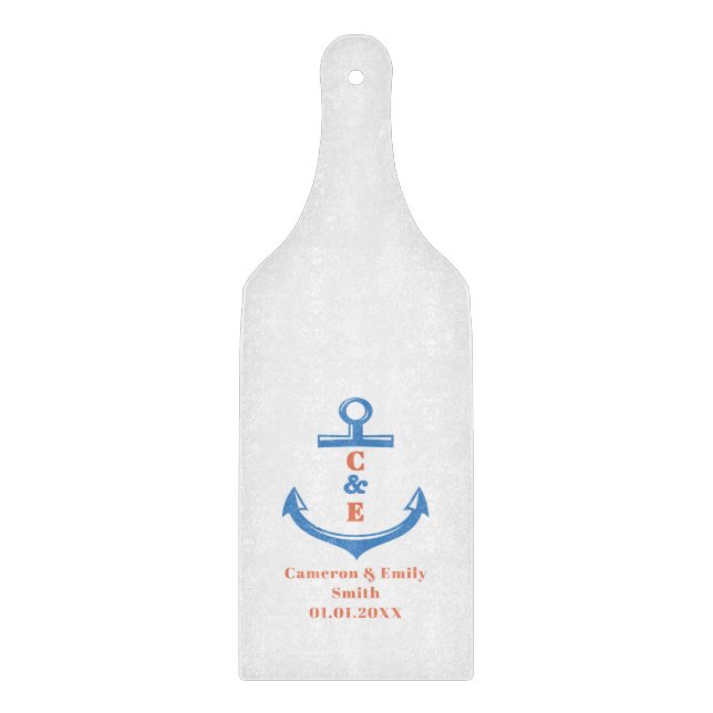 Planche À Découper Rame à monogramme d'ancre nautique  (Devant)
