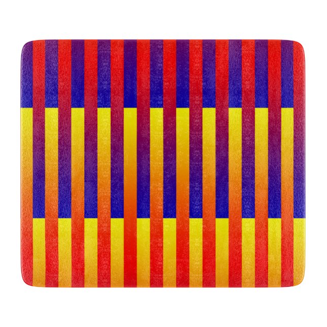 Planche À Découper Rayures Bleues Rouges Jaunes (Devant)