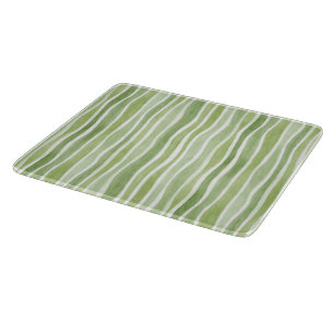 Planche À Découper Rayures crème vert citron ondulées