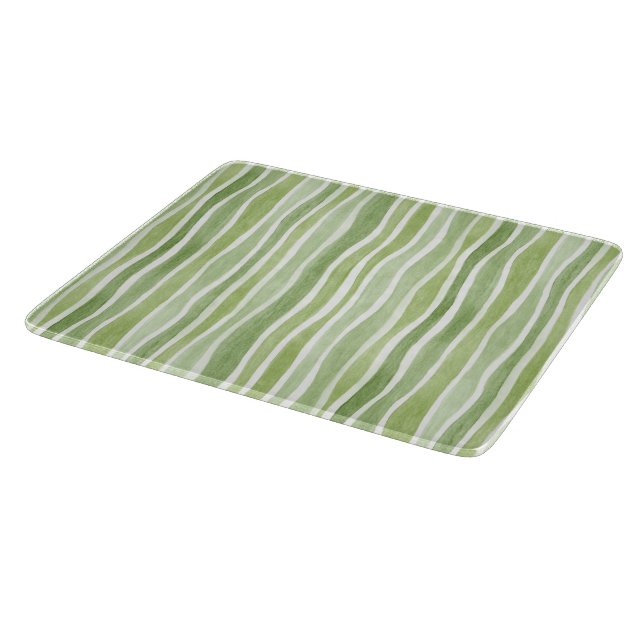 Planche À Découper Rayures crème vert citron ondulées (Coin)