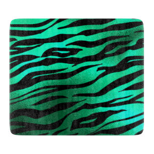 Planche À Découper Rayures de tigre noir vert émeraude Animaux sauvag