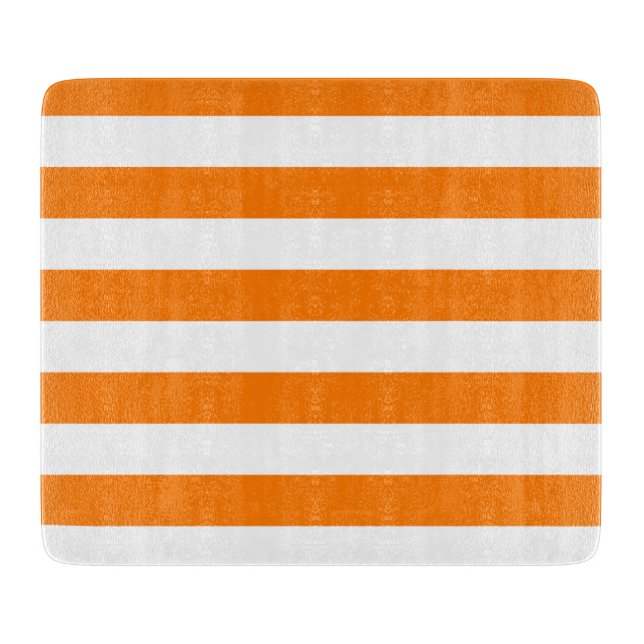Planche À Découper Rayures orange sécurité et blanc (Devant)