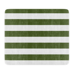 Planche À Découper Rayures vert mousse foncé et blanc