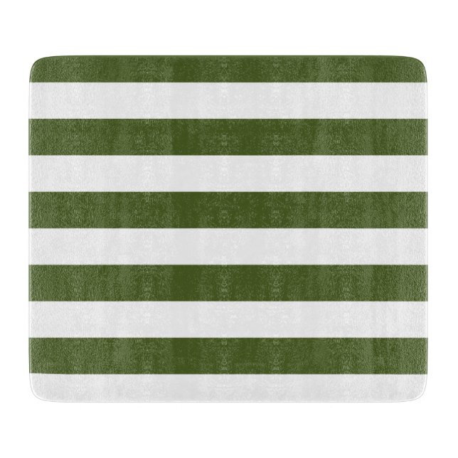 Planche À Découper Rayures vert mousse foncé et blanc (Devant)