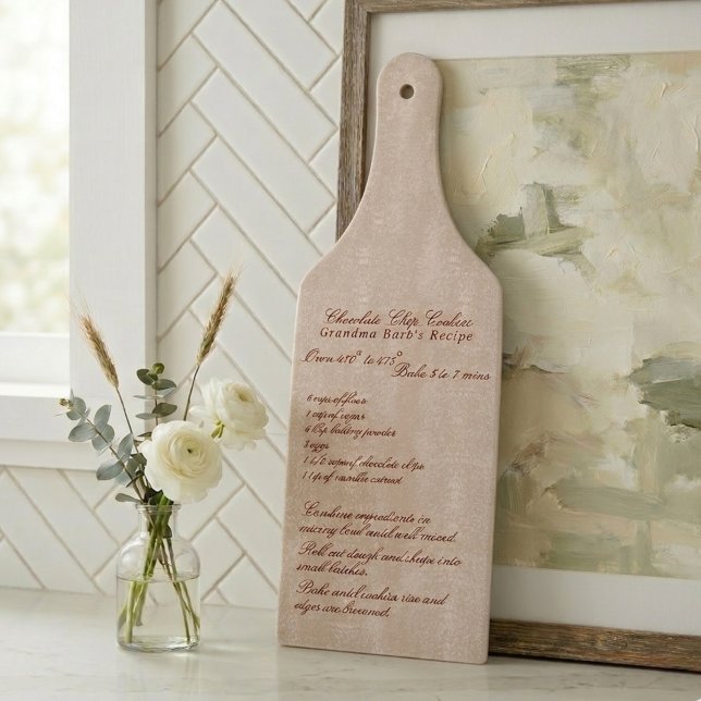 Planche À Découper Recette de famille élégante en écriture manuscrite (Elegant Script Family Recipe Ivory Cutting Board)