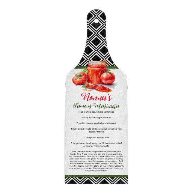 Planche À Découper Recette personnalisée noire noire rouge verte (Devant)