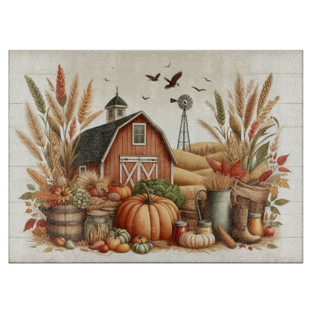 Planche À Découper Récolte d'automne à la ferme (Devant)