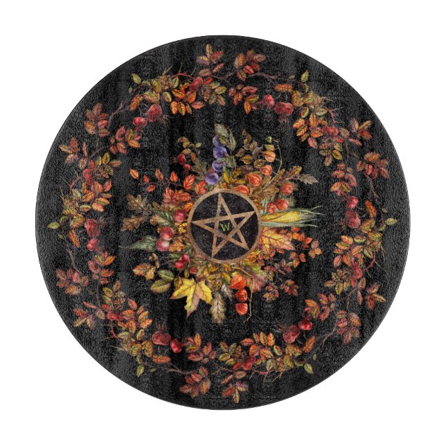 Planche À Découper Récolte Magique avec Monogramme Pentagramme (Devant)