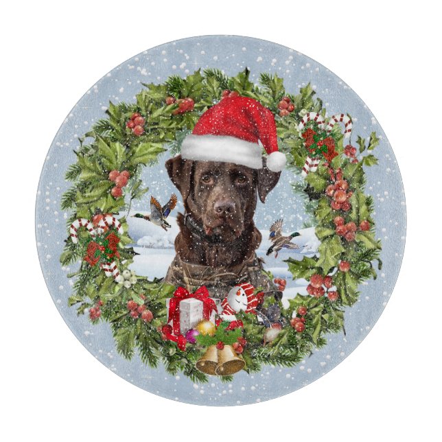 Planche À Découper Récupérateur de chocolat Labrador, couronne de Noë (Devant)
