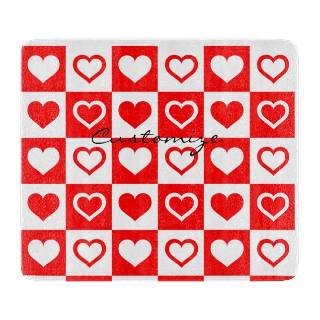 Planche À Découper Red Hearts Plaid Motif Thunder_Cove (Devant)