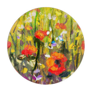 Planche À Découper Red Poppies Champ peinture Abstraite
