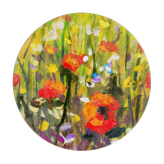 Planche À Découper Red Poppies Champ peinture Abstraite