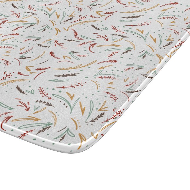 Planche À Découper Red Turquoise & Brown Feuilles et Berry Holiday (Coin)