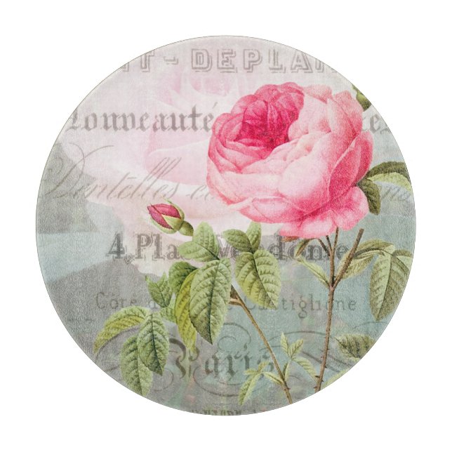 Planche À Découper Redoute Rose Décoratif Glass Cutboard (Devant)