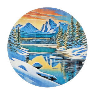 Planche À Découper Réflexion sur la montagne neigeuse