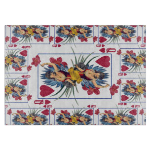 Planche À Découper Reine des cœurs et des fleurs