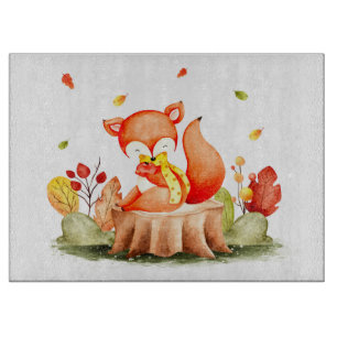 Planche à découper renard automne mignon