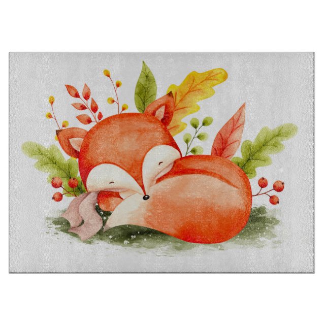 Planche À Découper Renard d'automne mignon (Devant)