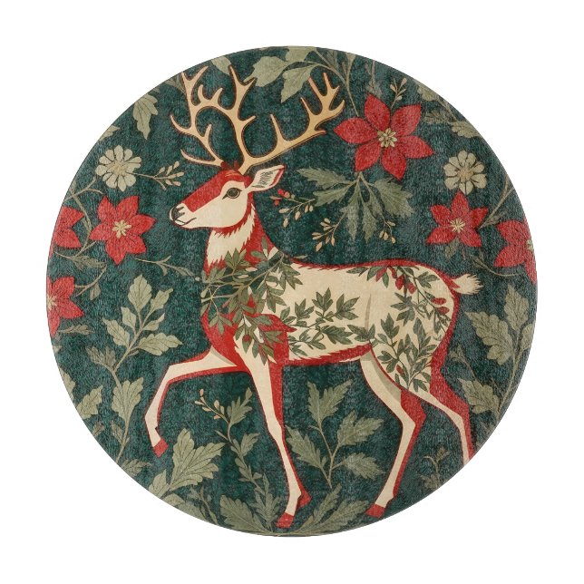 Planche À Découper Renne de Joie festive inspiré de William Morris (Devant)