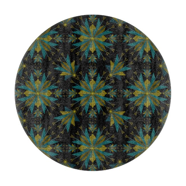 Planche À Découper Retro Fairy Stars Black Glass Cutting Board (Devant)