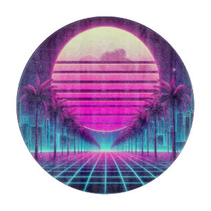 Planche À Découper rétro, lune de néon des années 80/palmiers