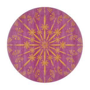 Planche À Découper Retro Mandala Boysenberry Glass Cutboard