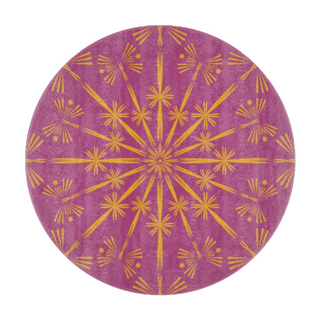 Planche À Découper Retro Mandala Boysenberry Glass Cutboard (Devant)