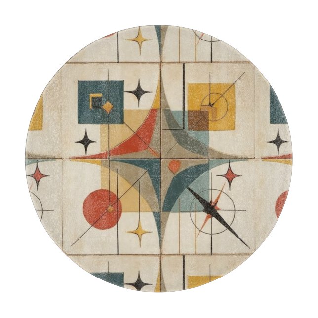 Planche À Découper Retro Mid Century Atomic Geometric Pattern (Devant)