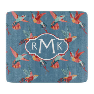 Planche À Découper Rétro monogramme du motif de colibri