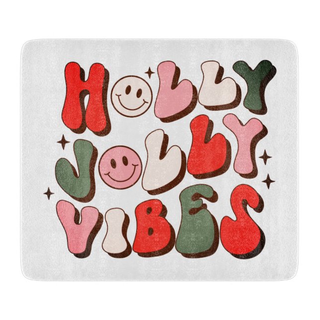 Planche À Découper Retro Noël Holly Jolly Vibes Vacances tendance (Devant)