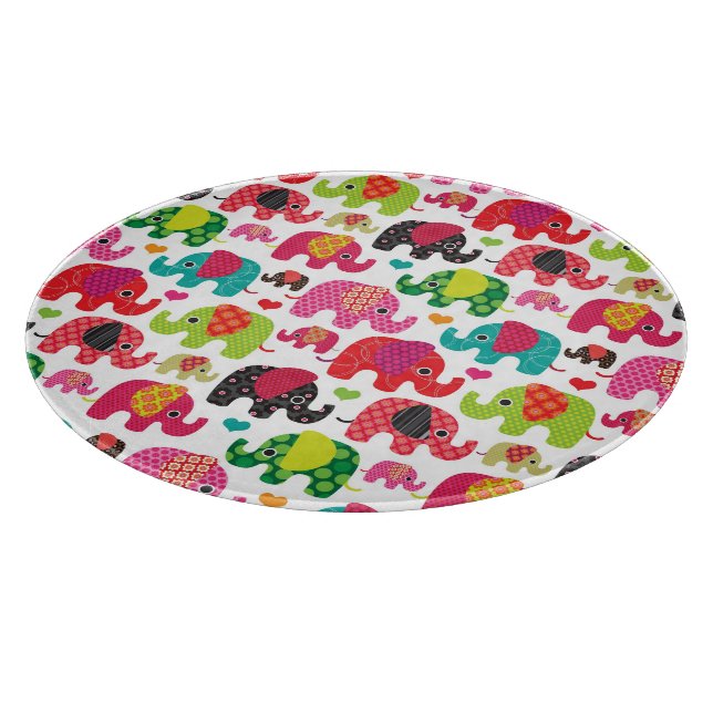 Planche À Découper rétro papier peint de motif d'enfants d'éléphant (Coin)