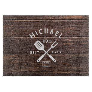 Planche À Découper Retro personnalisé MEILLEUR DAD JAMAIS Rustique en