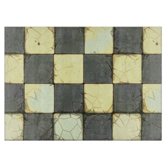 Planche À Découper Rétro tuile vintage de damier (Devant)