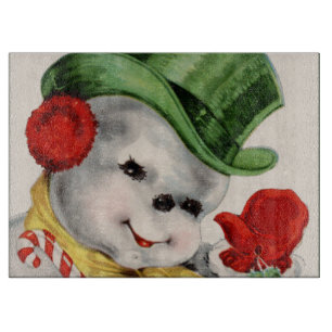 Planche À Découper Retro Vintage Christmas snowman