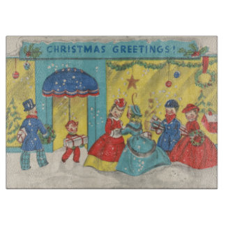 Planche À Découper Retro Vintage Noël Salutations Antique hiver