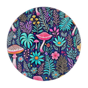 Planche À Découper Rêve de forêt de champignons psychédélique néon