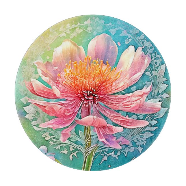 Planche À Découper Rêve papillon rose en fleur (Devant)