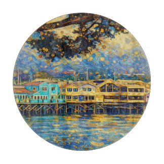 Planche À Découper Rêves inspirés de Klimt du port de Monterey doré