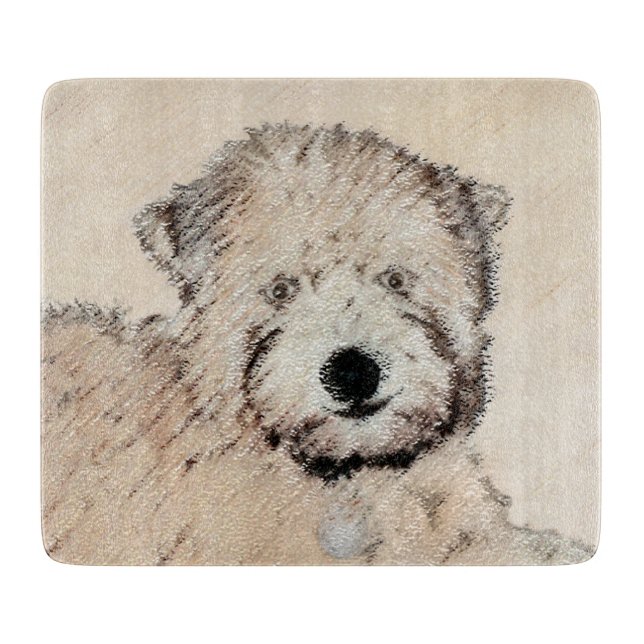 Planche À Découper Revêtu doux Roue Peinture Terrier Art original (Devant)