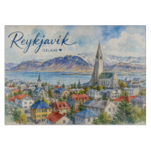 Reykjavik Islande aquarelle souvenir 