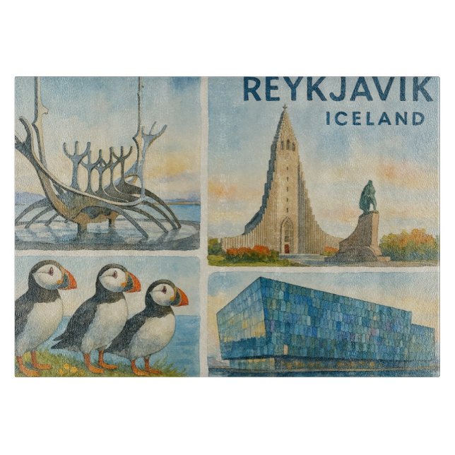 Planche À Découper Reykjavik Islande multivue  (Devant)