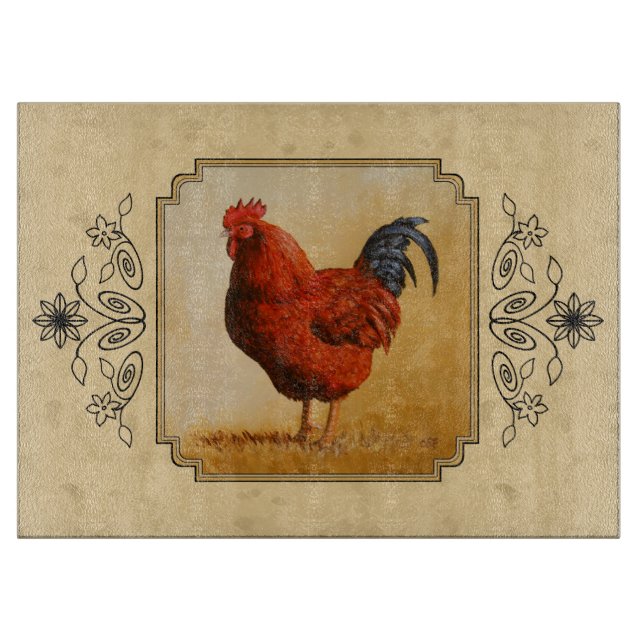 Planche À Découper Rhode Island Red Rooster Yellow Arrière - plan (Devant)