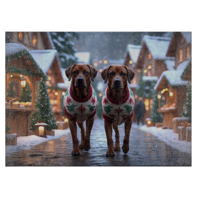 Planche À Découper Rhodesian Ridgeback Dogs Christmas Snow Holiday (Devant)