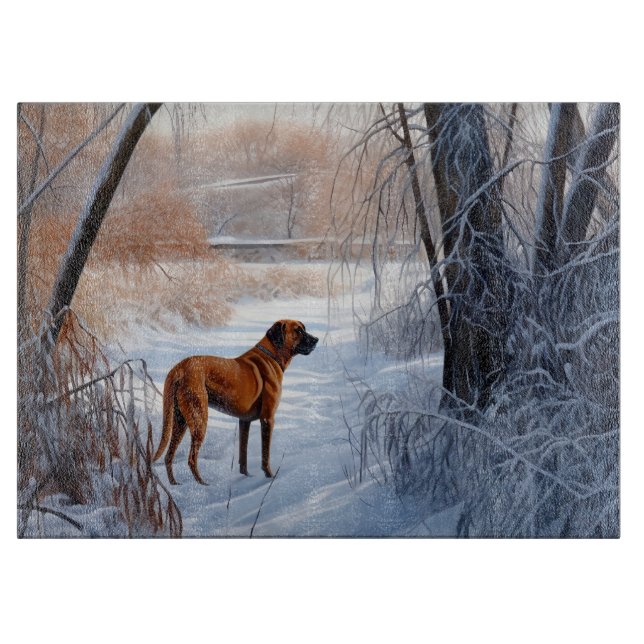 Planche À Découper Rhodesian Ridgeback Laisser Neige Noël (Devant)