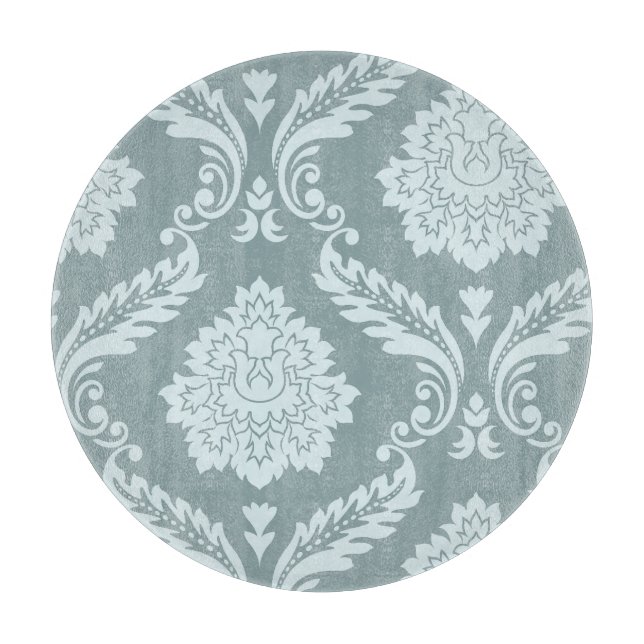 Planche À Découper Rococo Damask Art I Duck Egg Blue+Teal (Devant)