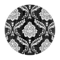 Rococo Damassé Grand Motif Blanc sur Noir