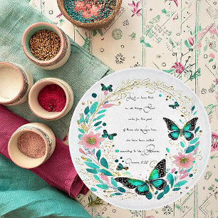 Planche À Découper Romains 8:28 Fleurs et papillons