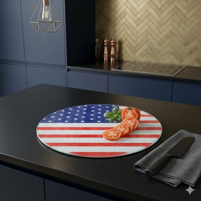 Planche à découper ronde Drapeau américain Patriot (Créateur téléchargé)